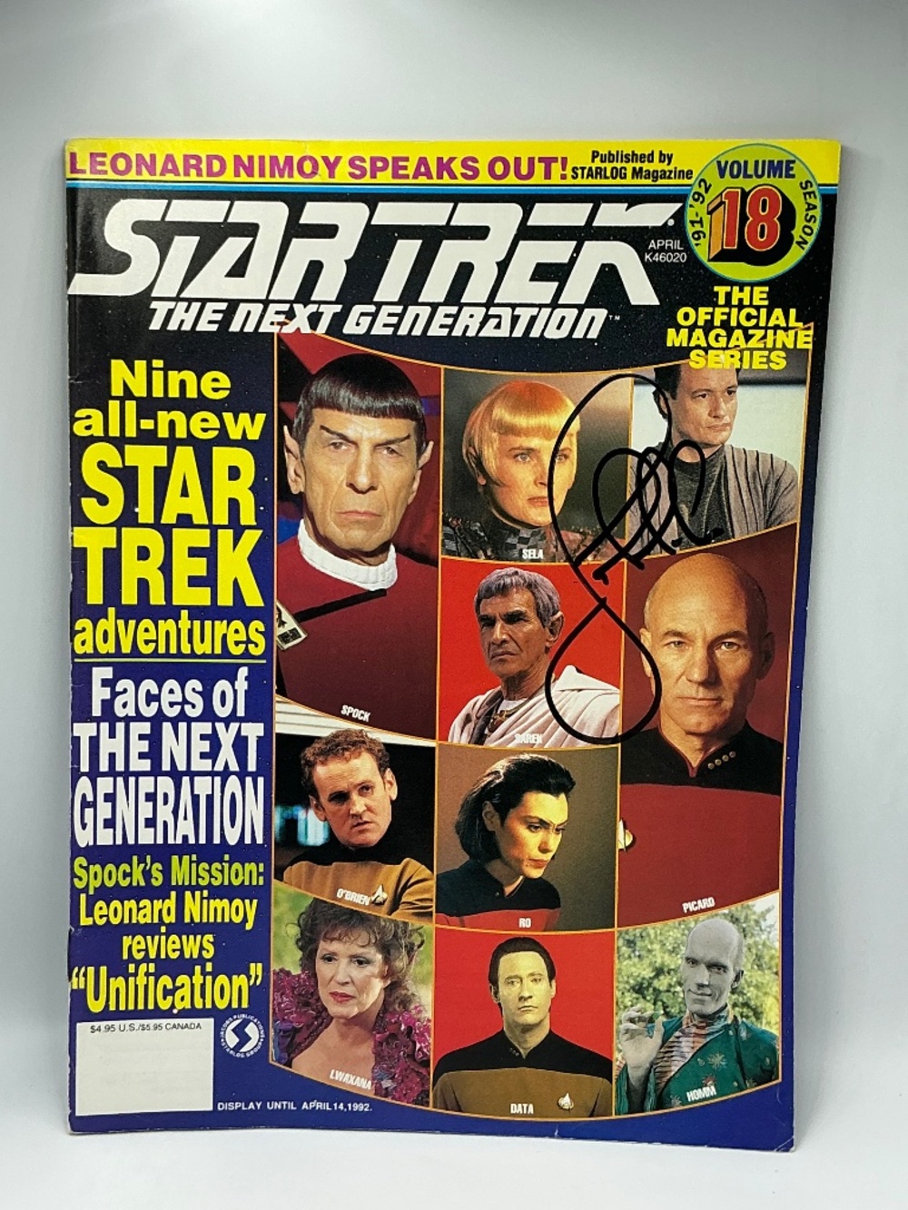 Star Trek Autographed TNG Magazine Vol 18 John de Lancie Q Signed 1992 Vintage